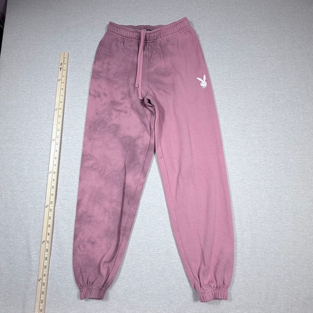 Playboy by PacSun Womens XS Mauve Pink Smoke Tie Dye Fleece Sweatpants Joggers